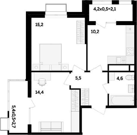 Продается 2-комн. квартира, 49.9 м²