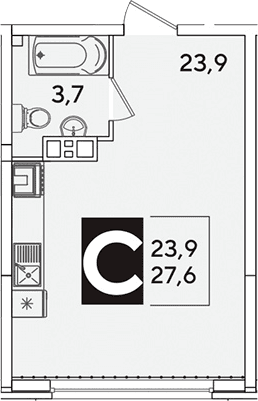 Продается 1-комн. квартира, 27.6 м²