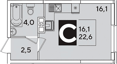 Продается 1-комн. квартира, 22.6 м²