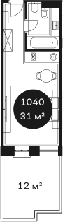 Продается 1-комн. квартира, 31.33 м²