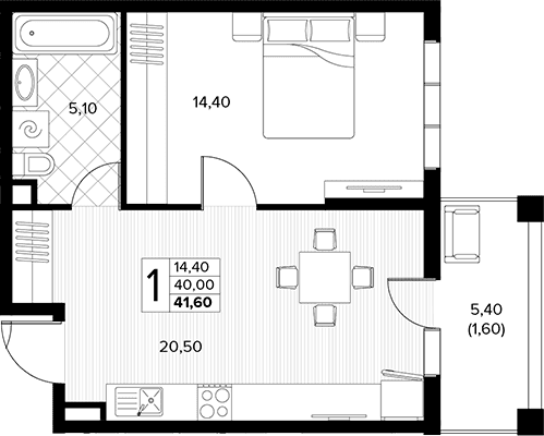 Продается 1-комн. квартира, 40 м²