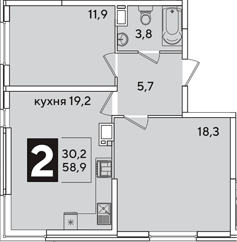 Продается 3-комн. квартира, 58.9 м²