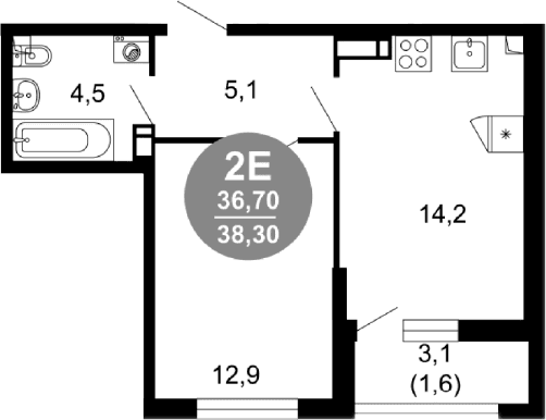 Продается 1-комн. квартира, 36.7 м²