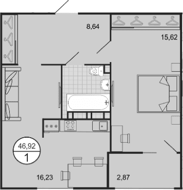 Продается 2-комн. квартира, 44.05 м²