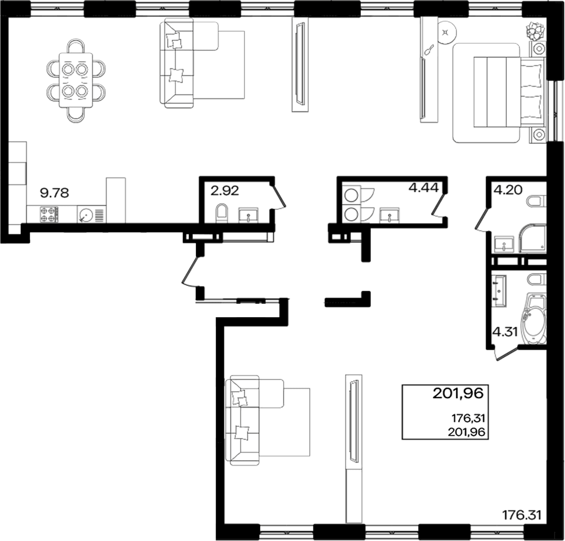 Продается 1-комн. квартира, 201.96 м²