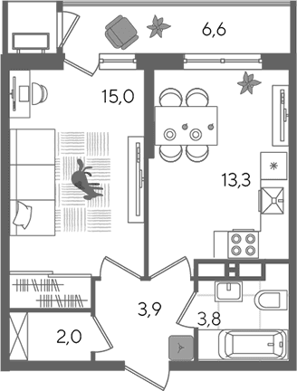 Продается 1-комн. квартира, 38 м²