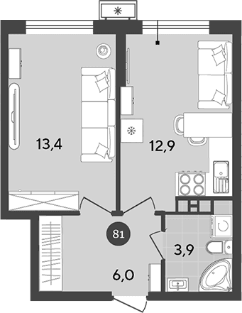 Продается 2-комн. квартира, 36 м²