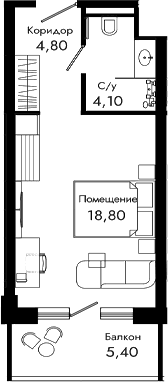 Продается 1-комн. квартира, 27.7 м²