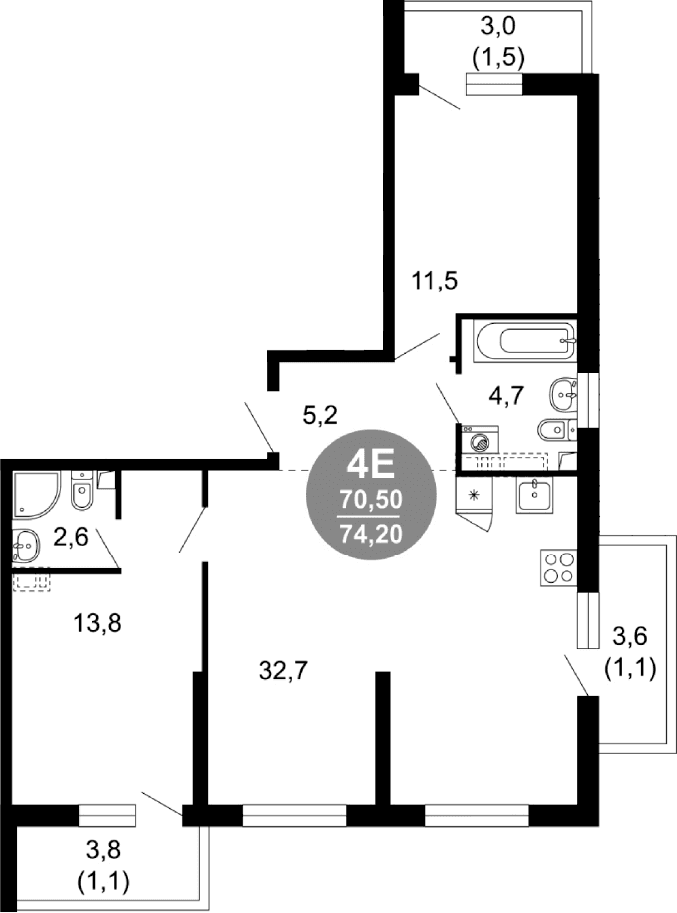 Продается 3-комн. квартира, 70.5 м²