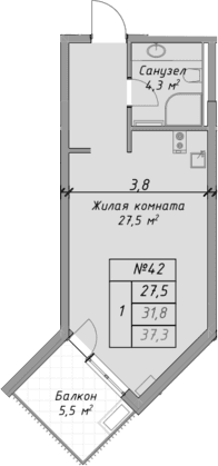 Продается 1-комн. квартира, 31.8 м²