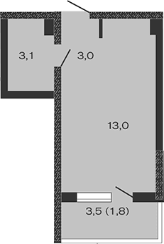 Продается 1-комн. квартира, 19.1 м²