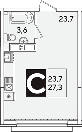 Продается 1-комн. квартира, 27.3 м²