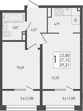 Продается 2-комн. квартира, 37.15 м²