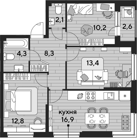 Продается 3-комн. квартира, 68 м²