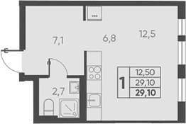 Продается 1-комн. квартира, 29.1 м²