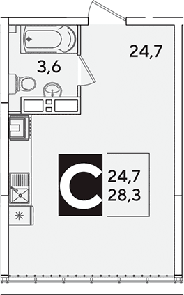 Продается 1-комн. квартира, 28.3 м²
