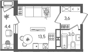 Продается 1-комн. квартира, 20.1 м²