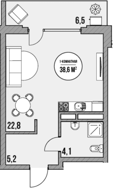 Продается 1-комн. квартира, 32.1 м²