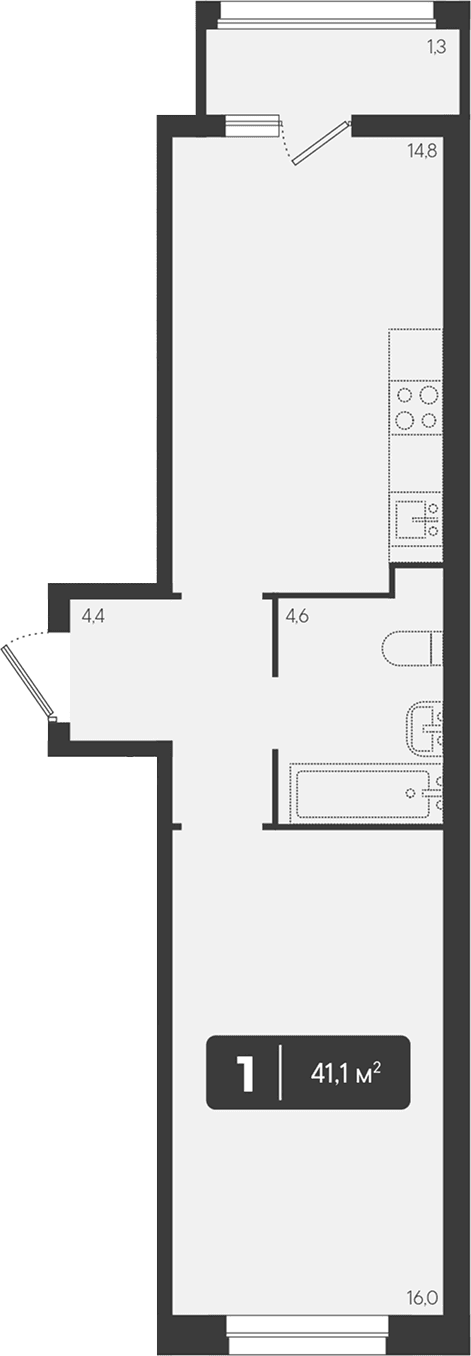 Продается 1-комн. квартира, 39.8 м²