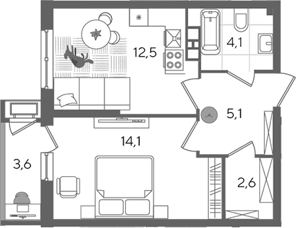 Продается 1-комн. квартира, 38.4 м²