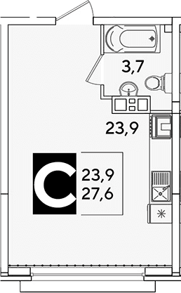 Продается 1-комн. квартира, 27.6 м²