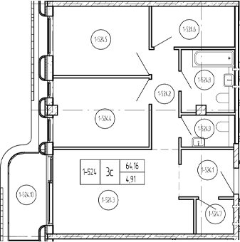 Продается 3-комн. квартира, 64.11 м²