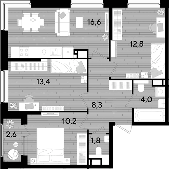 Продается 3-комн. квартира, 67.1 м²