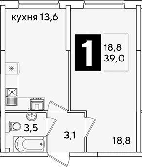Продается 1-комн. квартира, 39 м²