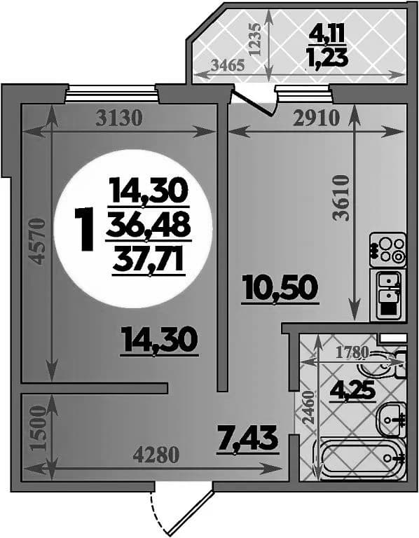 Продается 1-комн. квартира, 36.48 м²