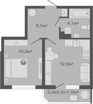 Продается 1-комн. квартира, 32.1 м²