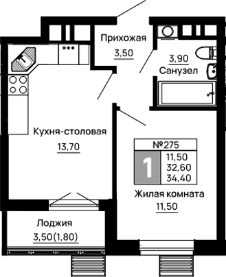 Продается 1-комн. квартира, 32.6 м²
