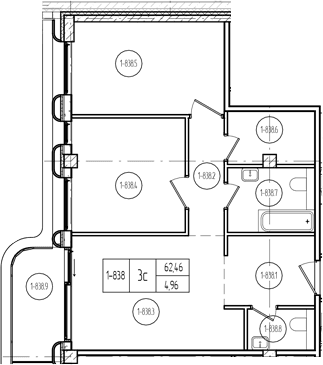 Продается 2-комн. квартира, 62.88 м²