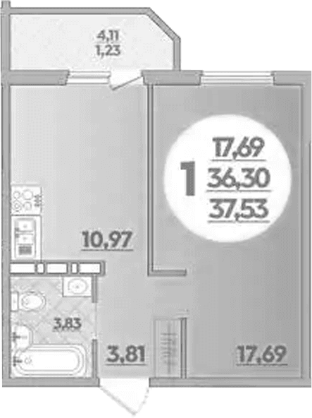Продается 1-комн. квартира, 36.3 м²