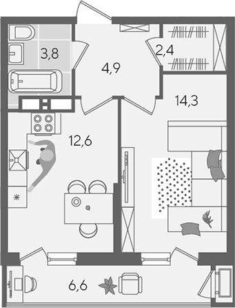 Продается 1-комн. квартира, 38 м²
