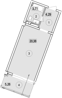 Продается 1-комн. квартира, 28.38 м²