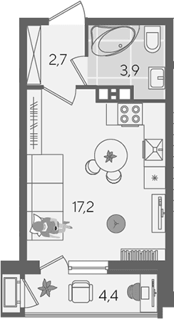 Продается 1-комн. квартира, 23.8 м²