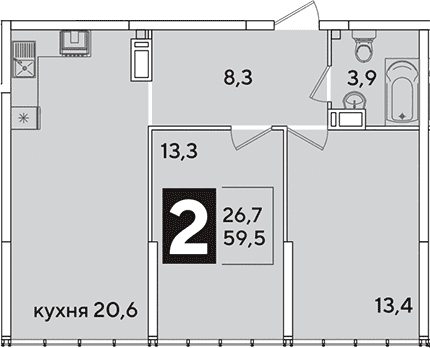 Продается 3-комн. квартира, 59.5 м²