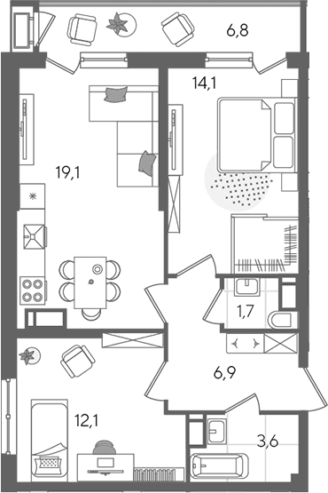 Продается 3-комн. квартира, 57.5 м²