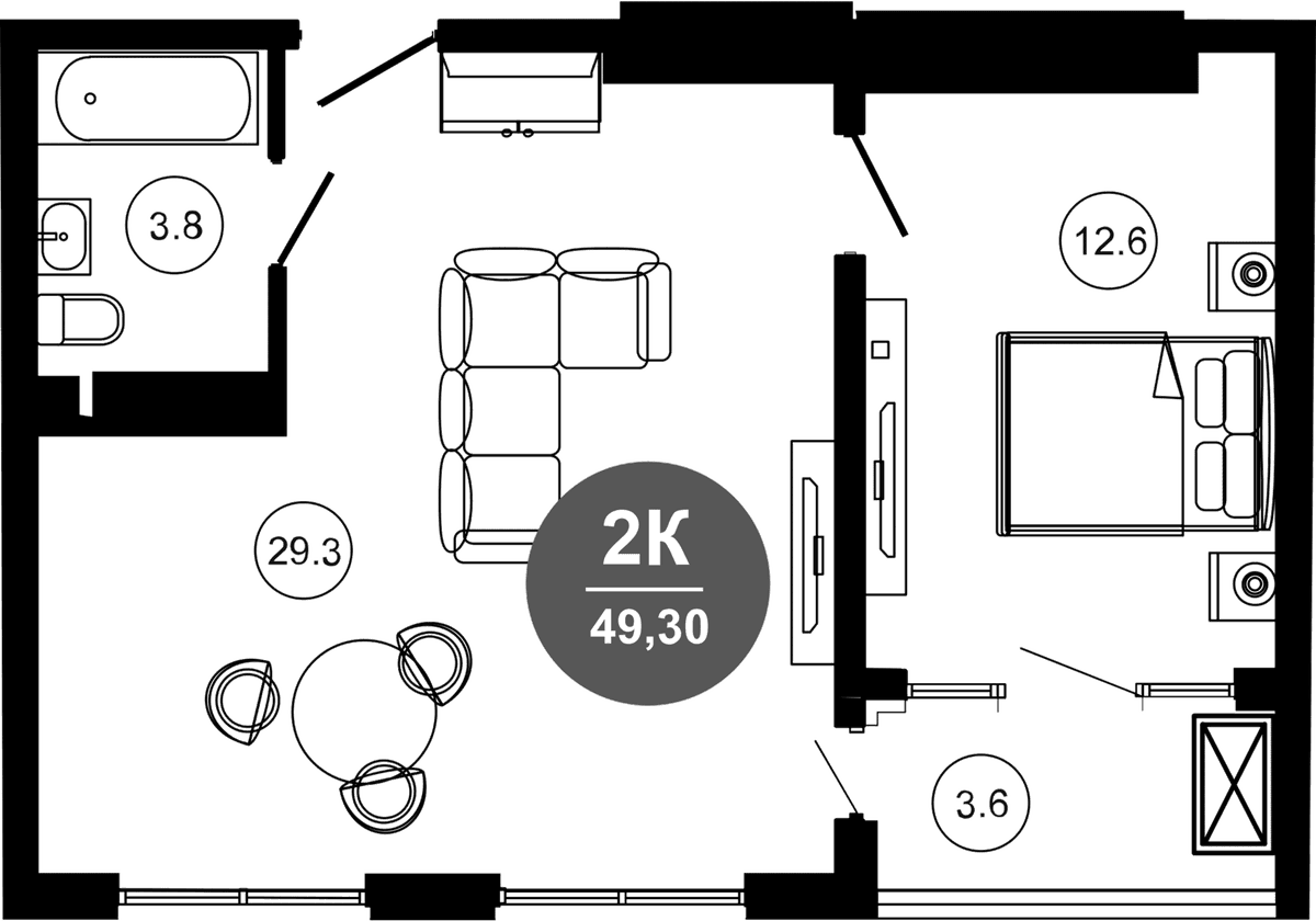 Продается 2-комн. квартира, 45.7 м²