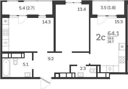 Продается 3-комн. квартира, 59.6 м²