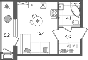 Продается 1-комн. квартира, 24.5 м²