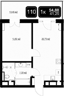 Продается 2-комн. квартира, 41.43 м²