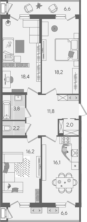 Продается 4-комн. квартира, 88.7 м²
