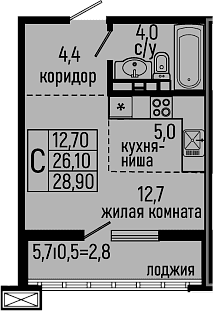 Продается 1-комн. квартира, 26.1 м²