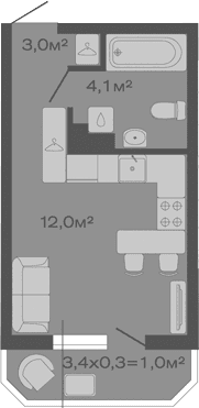 Продается 1-комн. квартира, 19.1 м²