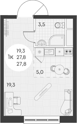 Продается 1-комн. квартира, 27.8 м²