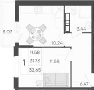 Продается 1-комн. квартира, 31.73 м²