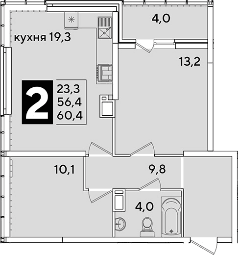Продается 3-комн. квартира, 56.4 м²