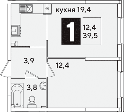 Продается 2-комн. квартира, 39.5 м²
