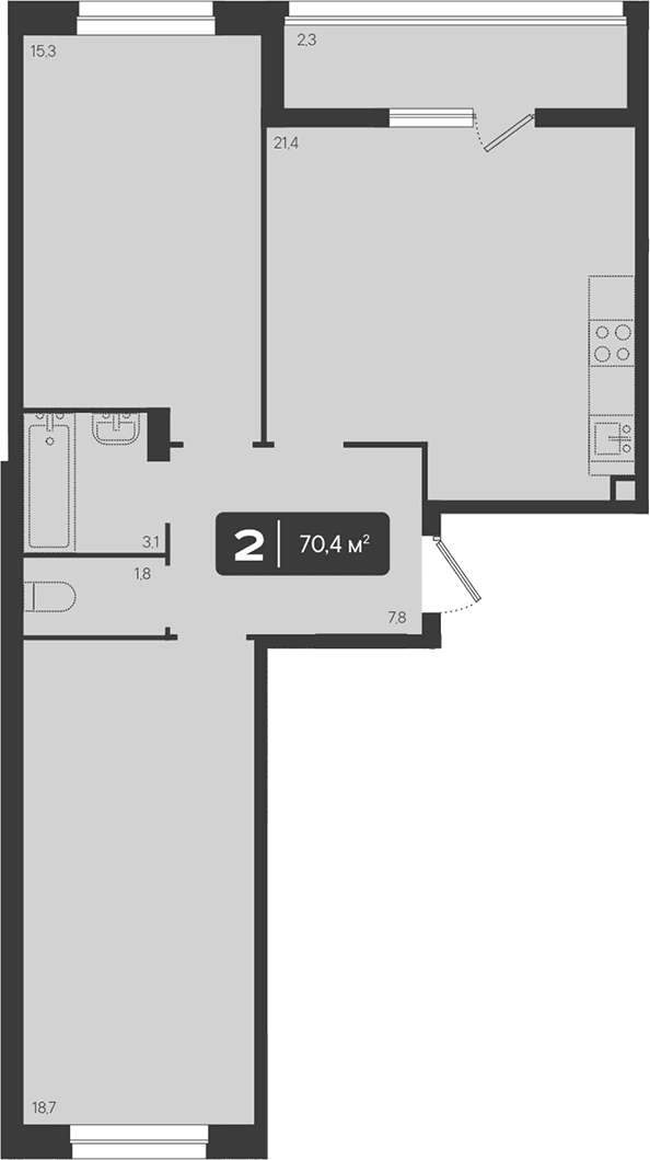 Продается 2-комн. квартира, 68.1 м²